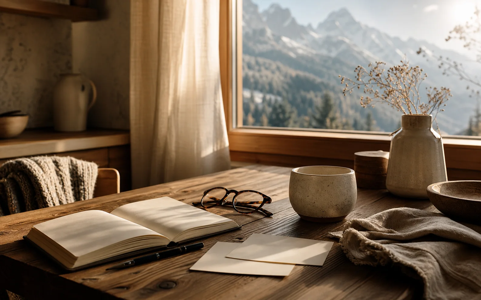An open notebook and glasses ready for a careful check